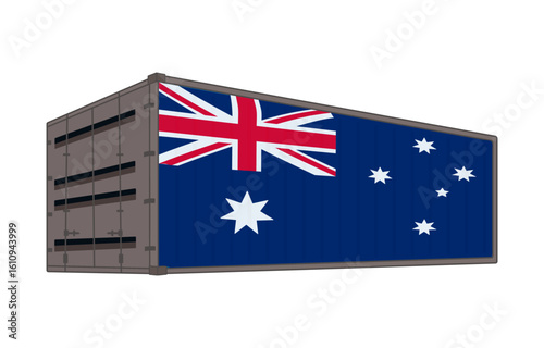 Australia national flag with shipping container