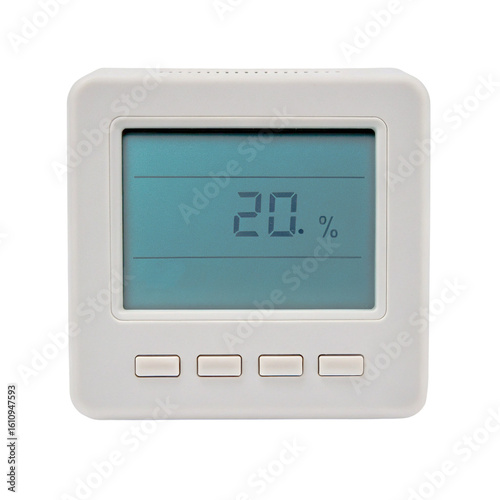Digital humidity monitor displaying 20% humidity level.
