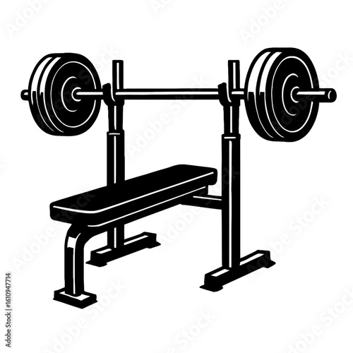 Classic Weight Bench with Barbell - Essential Strength Training Equipment