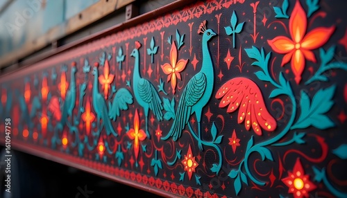 Colorful Pakistani Truck Art on Metal Panel