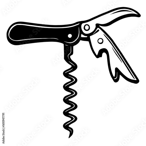 Classic Corkscrew Illustration - Essential Tool for Wine Opening