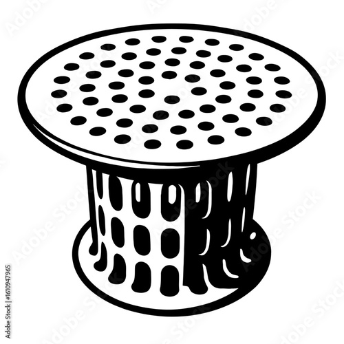 Household Drain Strainer Illustration - Plumbing Fixture Detail