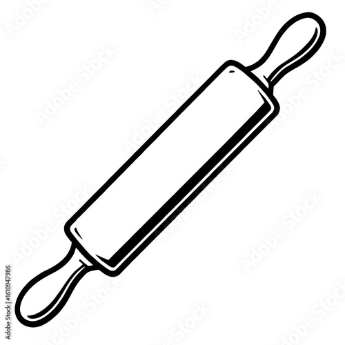 Classic Rolling Pin Illustration - Essential Baking Tool