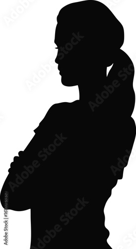 Woman profile silhouette arms crossed black