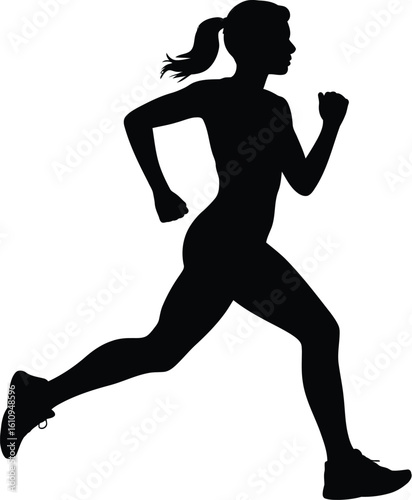 Woman running silhouette athlete sport