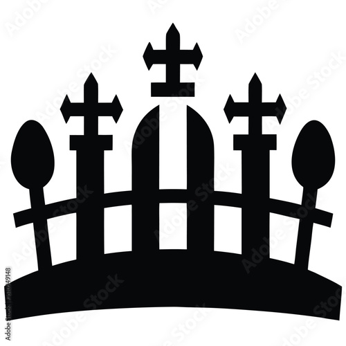 graveyard fence silhouette vector icon