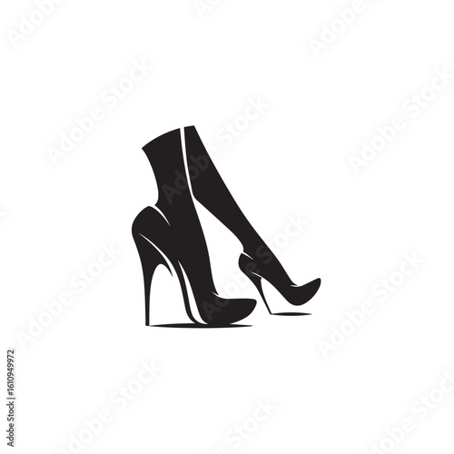 High Heels silhouette black and white vector icon
