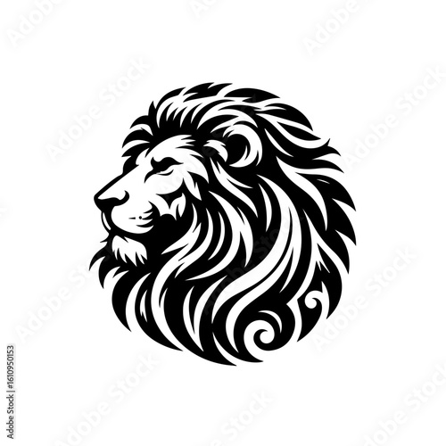 A majestic lion head illustration isolated on white background