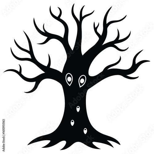 haunted tree with eyes vector icon