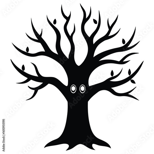 haunted tree with eyes vector icon