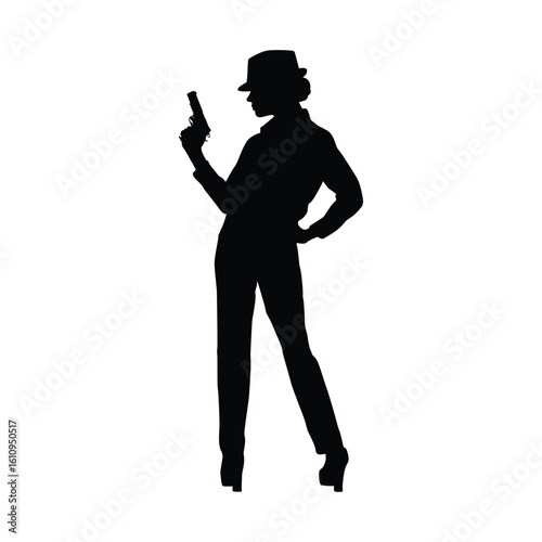 Silhouette of Woman with Gun - Mystery, Femme Fatale & Empowerment