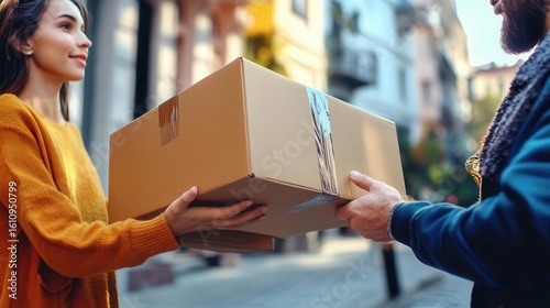 Logistics service showing parcel box delivery