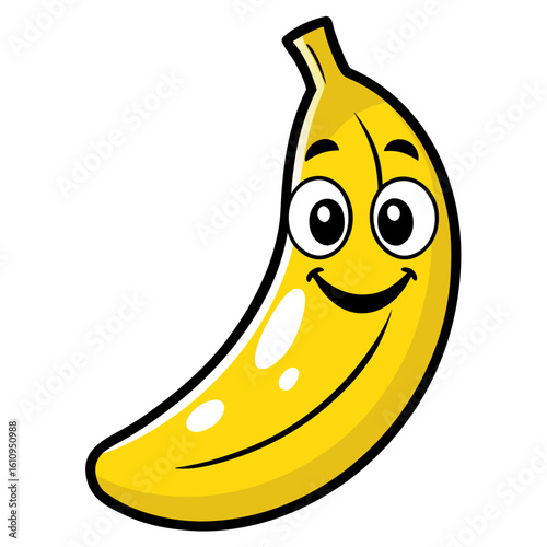 Happy cartoon banana character isolated on white background
