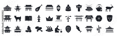 Set of simple icons of Kyoto
