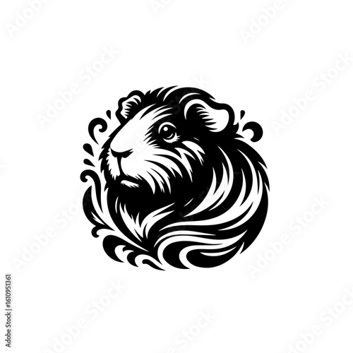 A detailed illustration of a guinea pigs head