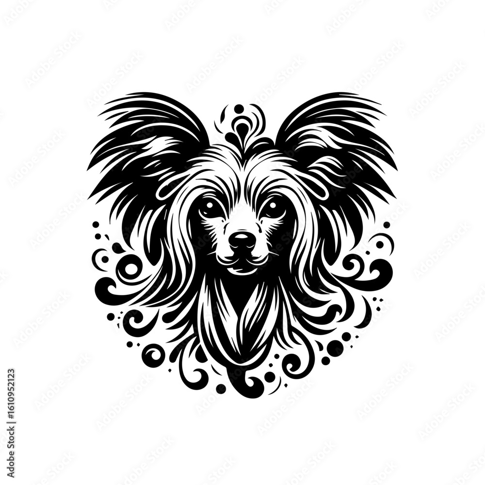 Fototapeta premium A stylized illustration of a chinese crested dogs head