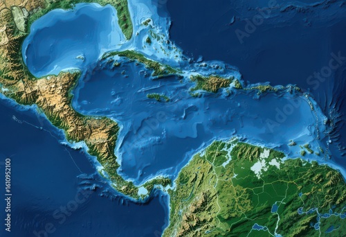  Earth s Features Satellite Styled Physical Map of Central America Caribbean