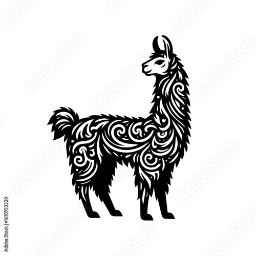 A decorative llama with intricate patterns
