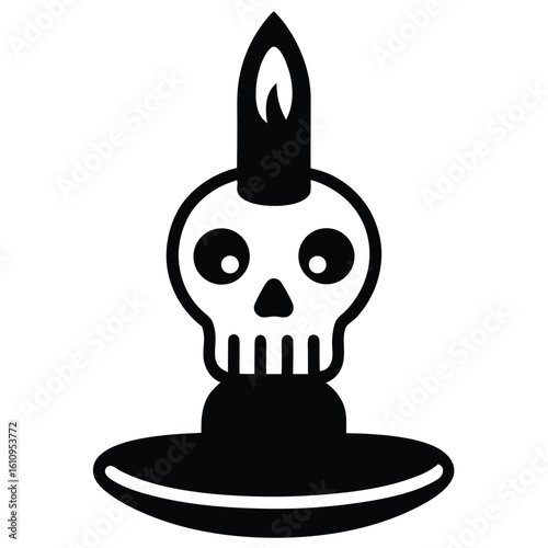 skull candle holder vector icon