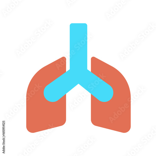 lungs anatomy simple flat icon illustration