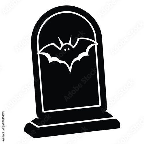 tombstone with bat vector icon