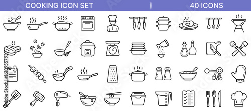 Cooking and Kitchen Utensils Icon Design