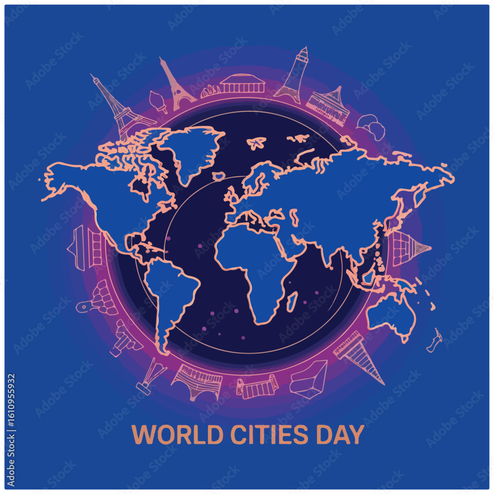 Obraz premium World Cities Day Observation Poster