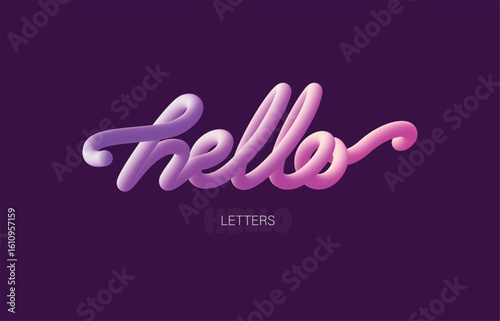 3D Gradient Hello Lettering