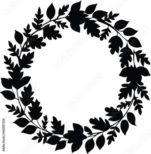 fall wreath silhouette clipart vector illustration decorative autumn leaves design elements