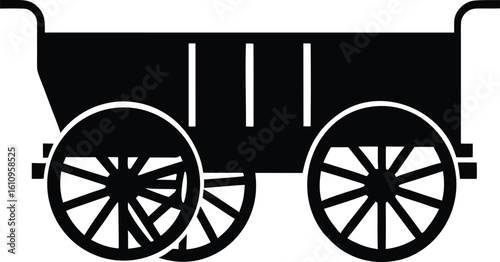 Harvest wagon silhouette vector illustration clipart farm cart vintage rural transport
