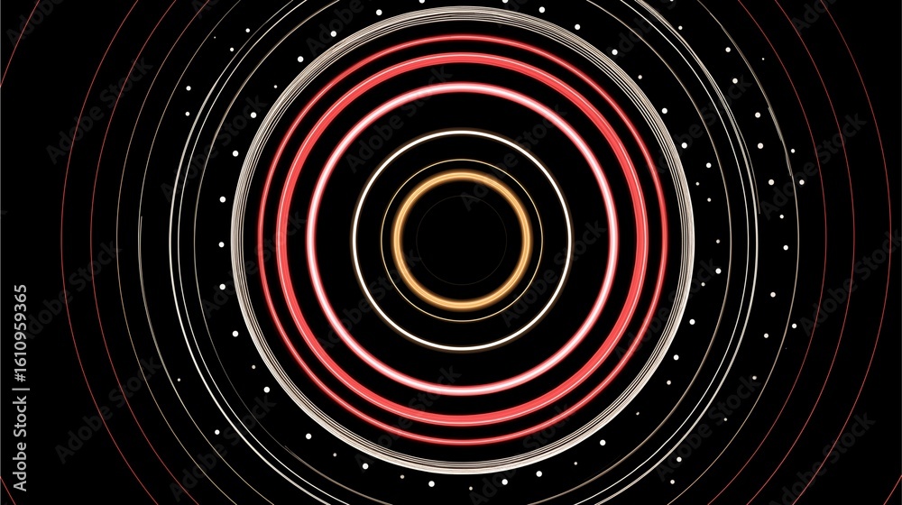 Fototapeta premium Geometric Abstract: A captivating display of concentric circles in varied colors set against a stark background, offering a glimpse into the realms of science and technology.