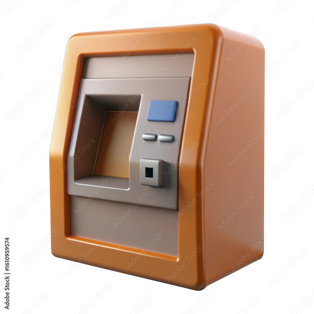 3d orange atm machine isolated on transparent background 3d orange atm machine isolated on transparent background