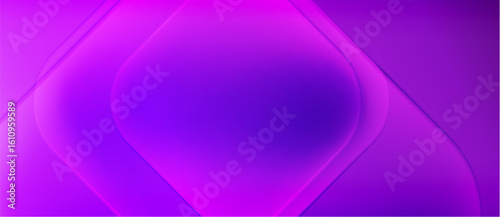 Abstract purple layers create glowing geometric shape. Smooth gradients suggest depth, light, modern design.