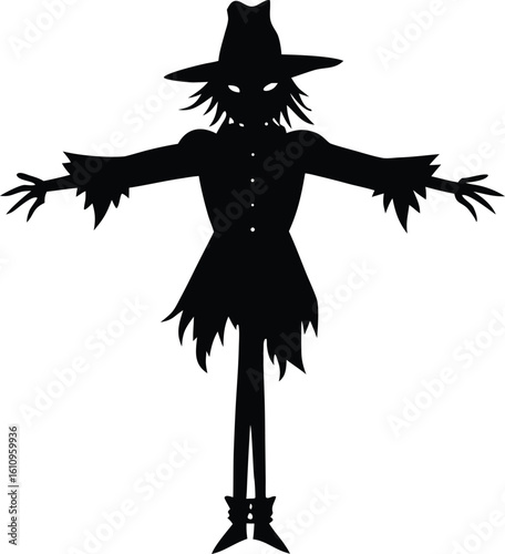 Hand drawn scarecrow silhouette vector elements for Halloween fall harvest seasonal clipart
