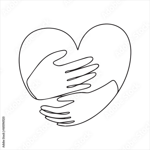 Heart Hug Love Support Line Art