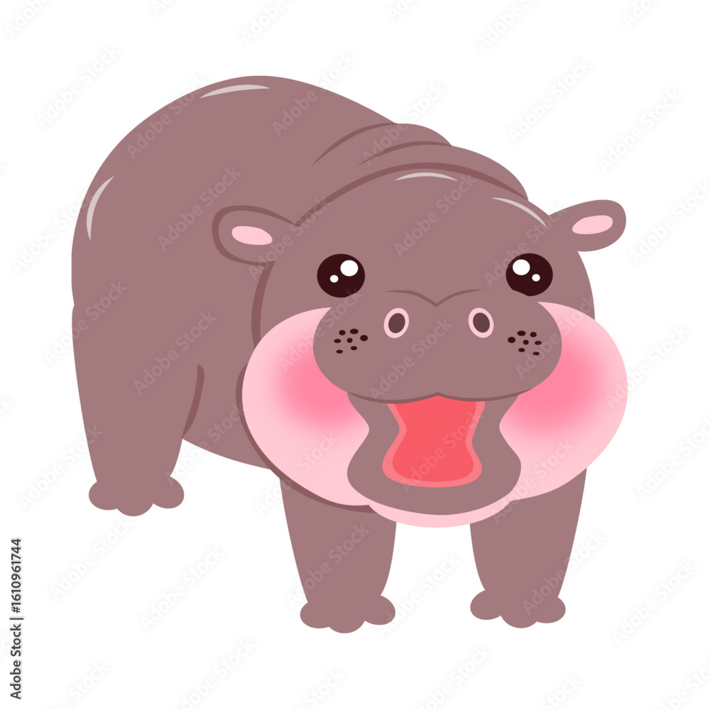 Fototapeta premium Cute Standing Hippopotamus Vector