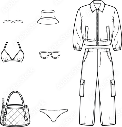 Detailed flat sketch illustration of classic pleated shorts, front and back views, featuring belt, pockets, and cuffed hem, versatile fashion apparel design for casual wear.