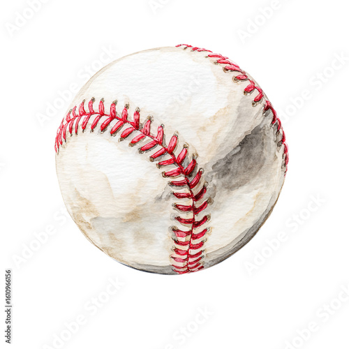 A watercolor painting of a baseball isolated on transparent background