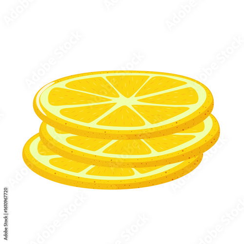 Round slices of yellow lemon. Citrus fruit icon. Flat design. Vector illustration isolated on white background.