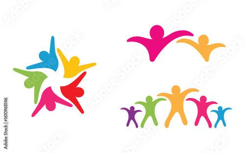 Human care Love adoption group network and social logo design v.76