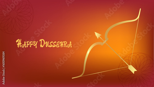 Indian Happy Holiday of Dushehra Dussehra poster with bow and arrows. Template Social Media web design postcard. Vector illustration.
