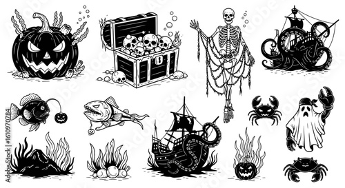 Halloween Vector Undersea Horrors.
