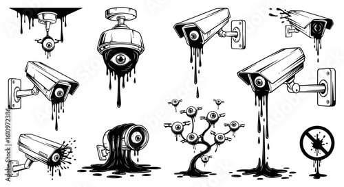 Surveillance Eyes Vector with Black and White.