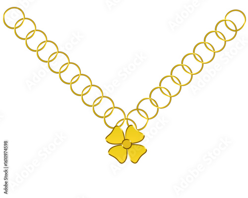 gold flower necklace on Transparent Background