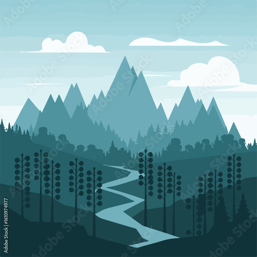 landscape with mountains and trees