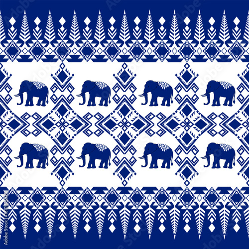 Thai elephant border, ethnic pattern, ornament, Thai traditional style, illustration design for background,carpet,wrapping, textile, silk, fabric,trousers