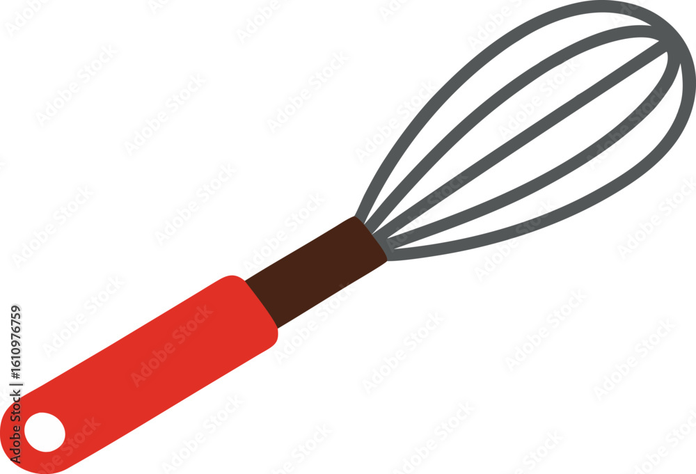 Fototapeta premium High-quality whisk photo, kitchen utensil for baking and cooking, stainless steel whisk close-up, culinary tool, mixing appliance, isolated on white background, perfect for recipes, cooking blogs, and