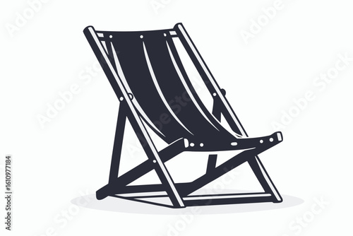 beach chair silhouette black and white 