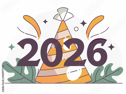 2026 new year party hat design clip art preview