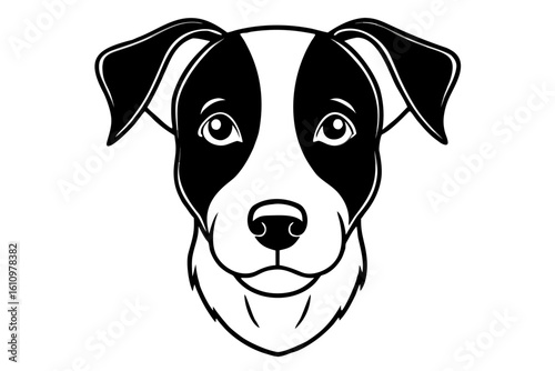 dog head black and white silhouette